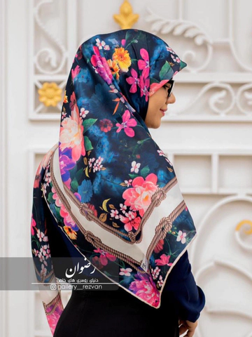 روسری کرپ نخ باایستایی عالی طرح گلگلی حاشیه طنابی قواره 140