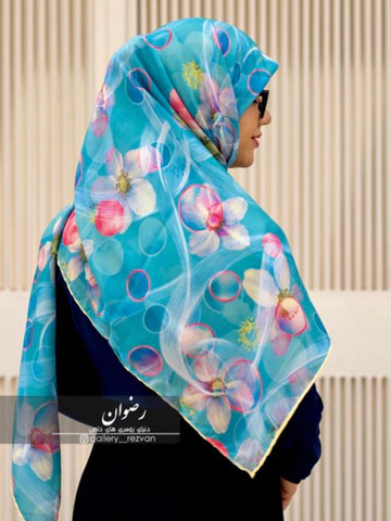 روسری کرپ نخ باایستایی عالی طرح گل و دایره قواره 140