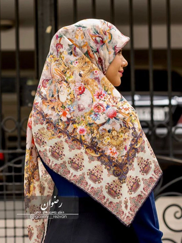 روسری نخی باایستایی عالی طرح افشان حاشیه دار