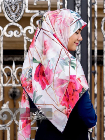 روسری کرپ نخ با ایستایی عالی طرح گلگلی الماسی قواره 140