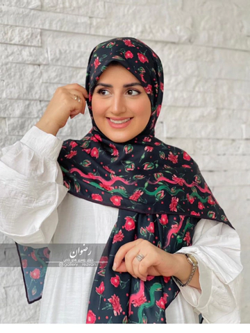 روسری طرح گلگلی خالخالی قواره 140