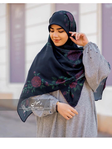 روسری کرپ نخ باایستایی عالی طرح گل درشت آبرنگی قواره 140