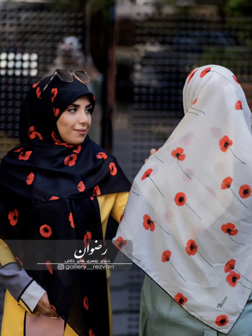 روسری کرپ نخ طرح گل لاله قواره 140