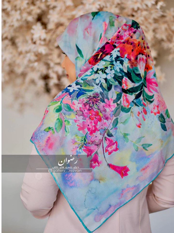 روسری طرح آبرنگی گل پاستلی قواره 140