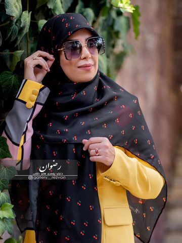 روسری کرپ نخ باایستایی عالی طرح آلبالو ریز قواره 140