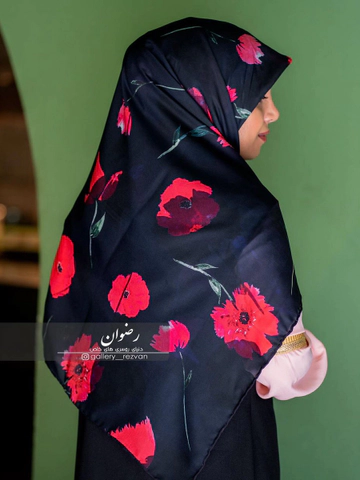 روسری کرپ نخ باایستایی عالی طرح شاخه سرخ قواره 140