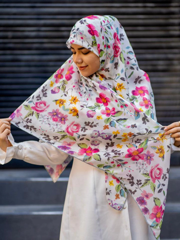 روسری سوپرنخ طرح گلگلی کرم