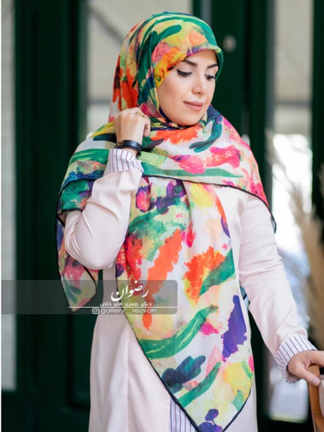 روسری نخی درجه یک طرح کاکتوس قواره 120