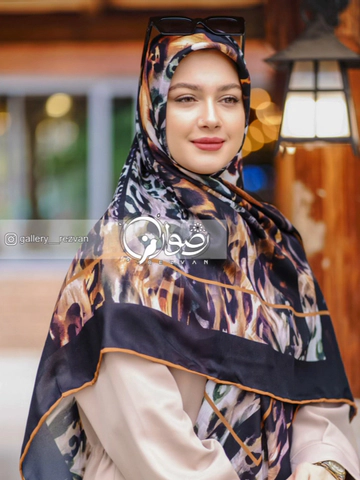 روسری کرپ نخ طرح پلنگی قواره 140