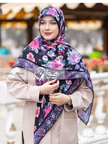 روسری نخی درجه یک طرح گلگلی حاشیه دار