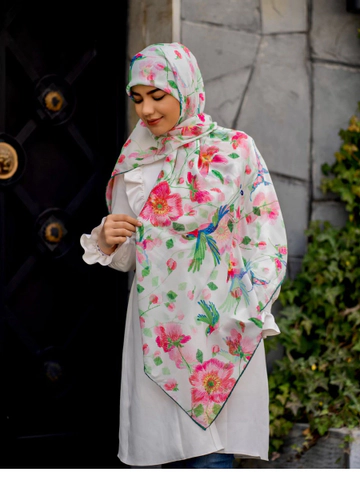 روسری نخی درجه یک طرح گلدوزی قواره 120