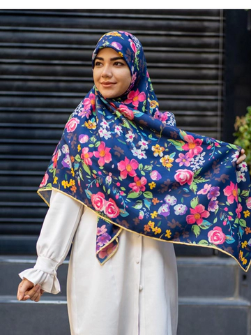 روسری نخی درجه یک طرح گلگلی قواره 120 دوردستدوز