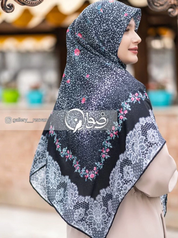 روسری طرح تور مشکی قواره 120 دوردستدوز