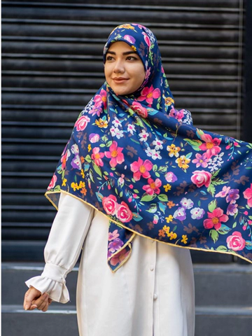 روسری طرح سورمه ای گلگلی