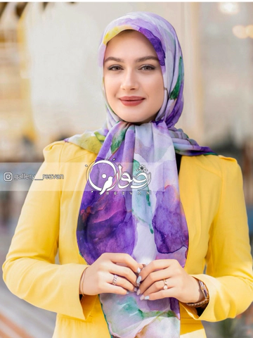 روسری نخی طرح آبرنگی