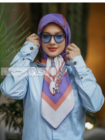 روسری ابریشم طرح هرمس کمربندی قواره 120 دوردستدوز