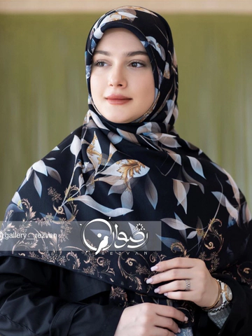 روسری کرپ نخ باایستایی عالی طرح برگ انجیری
