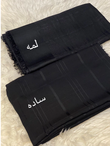 روسری مشکی نخی چهارخونه قواره 140