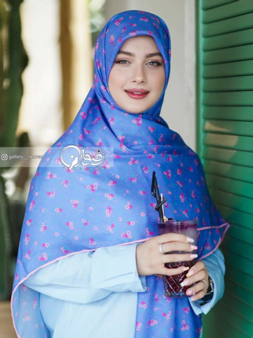 روسری نخی قواره 120 طرح آبی ریز