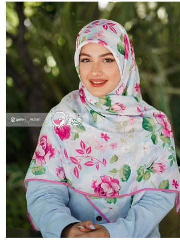 روسری نخی درجه یک قواره 120 طرح گلگلی پاستلی