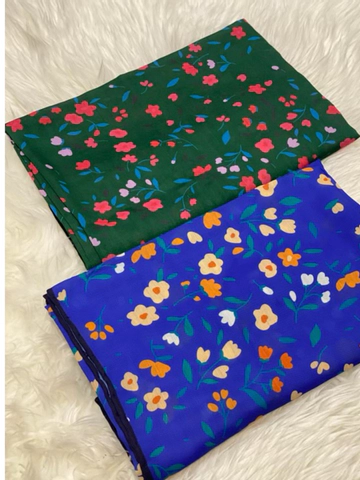 روسری نخی طرح گل کوچک قواره 120 دوردستدوز