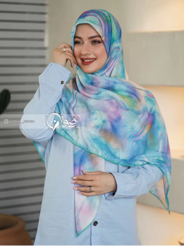روسری نخی طرح ابروبادی قواره 120 دوردستدوز
