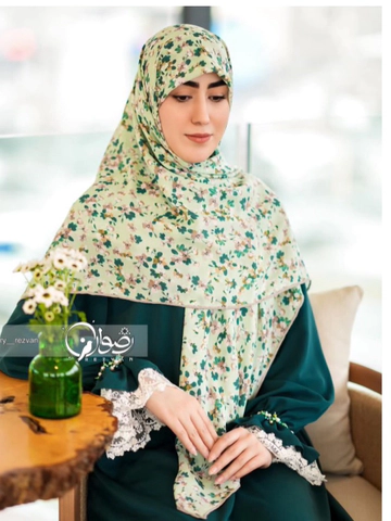 عبای رضوان طرح جواهردوزی سبزتیره