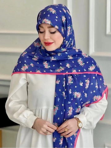 روسری کرپ نخ بهاری طرح آبنوس