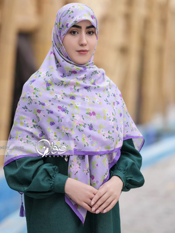 روسری کرپ طرح بنفشه